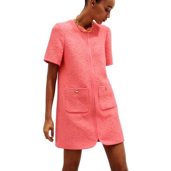 Me+em Women's Camellia Pink Textured Shift Dress Size 12 - Picture 1 of 11